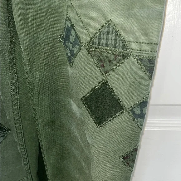 Anthropologie Green Overalls with Geometric Patches - Picture 5 of 12